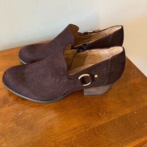 Life Stride Dark Brown Suede Low Heel Ankle Boots
